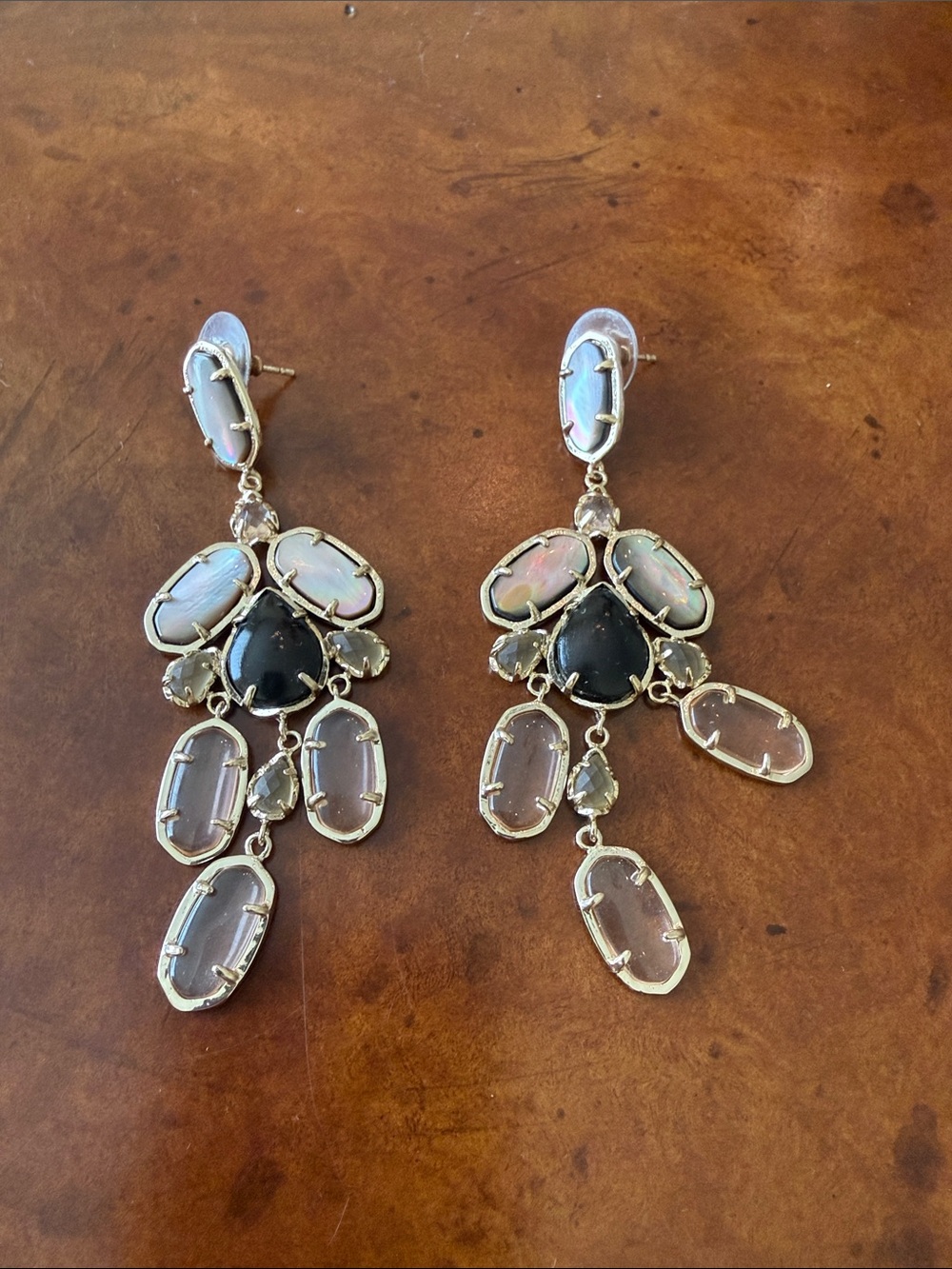 Elegant Black and Iridescent Statement Drop Earrings
